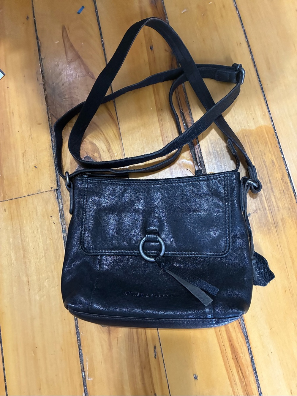 Spikes & Sparrow Black Leather Crossbody Bag